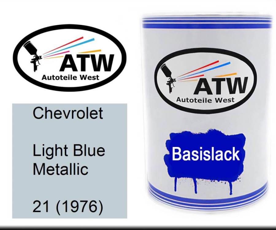 Chevrolet, Light Blue Metallic, 21 (1976): 500ml Lackdose, von ATW Autoteile West.